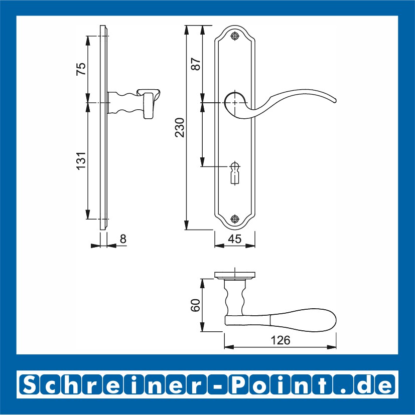 Hoppe Potsdam Langschild-Garnitur F73 Messing brüniert, M112PL/310P, 4946350, 4946475, 4946251, 8071631, 8079345